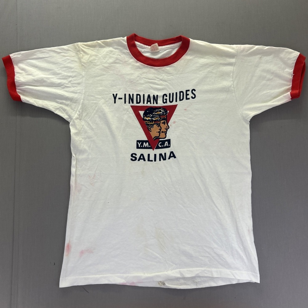 Vintage 70s YMCA Y-Indian Guides Ringer T Shirt XL Collegiate Pacific